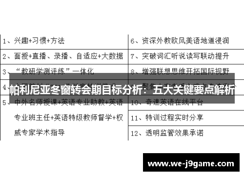 帕利尼亚冬窗转会期目标分析：五大关键要点解析